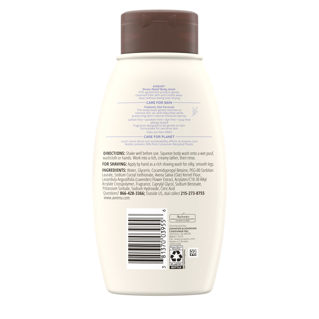 Aveeno Stress Relief Body Wash with Lavender & Chamomile, 12 fl. Oz - 2 Pack