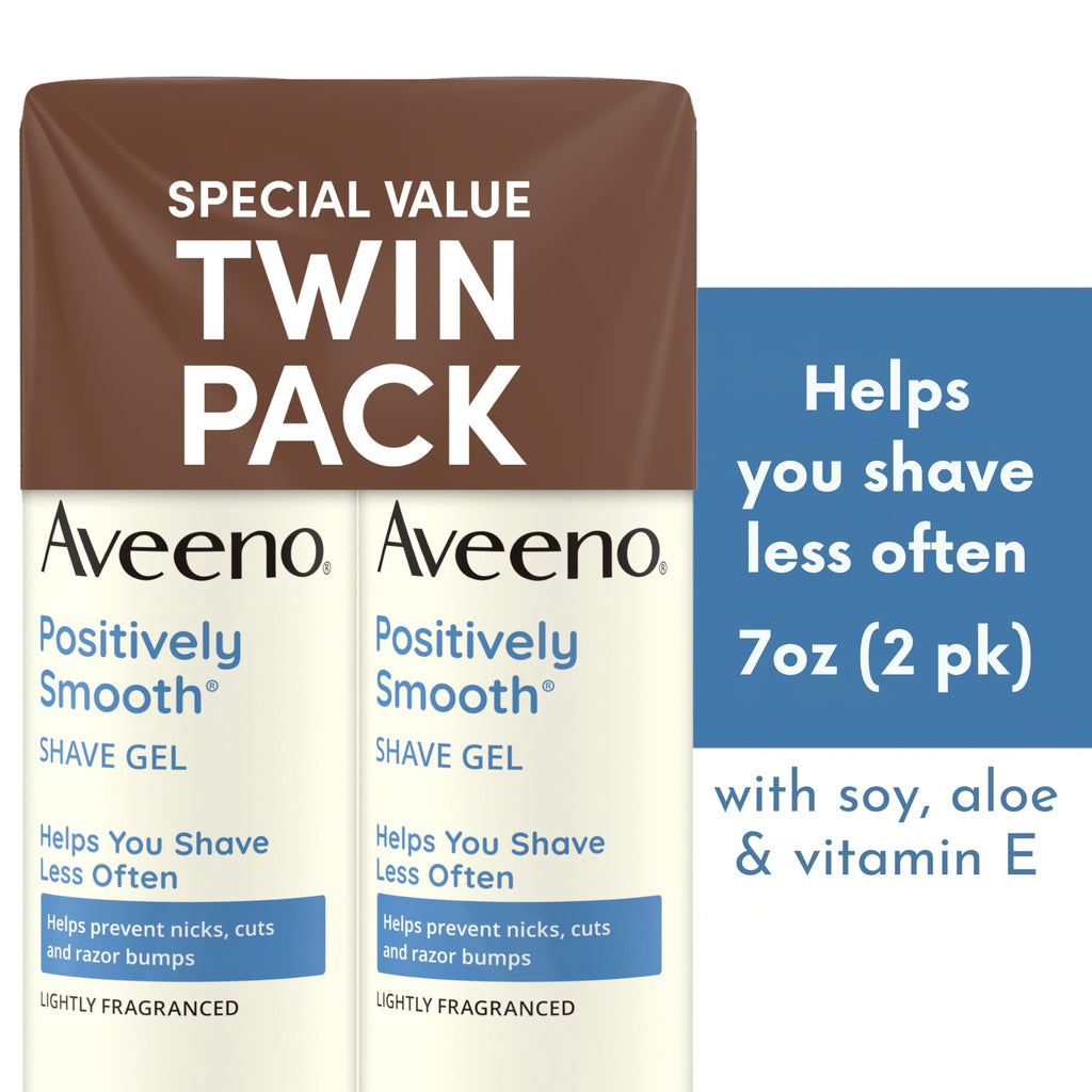 Aveeno Positively Smooth Moisturizing Shave Gel + Vitamin E, 2 x 7 oz