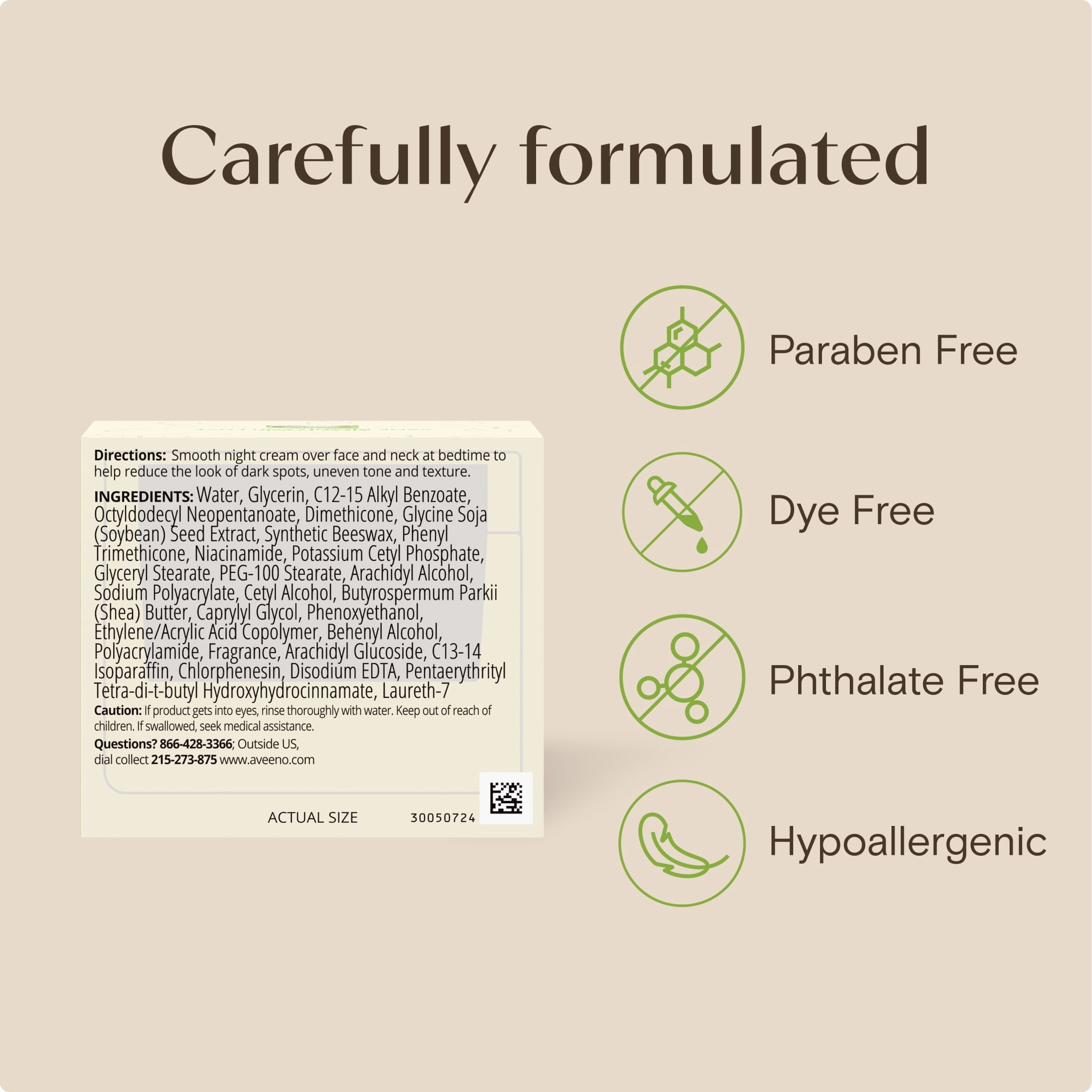 Aveeno Positively Radiant Moisturizing Night Face Cream, 1.7 Fl oz