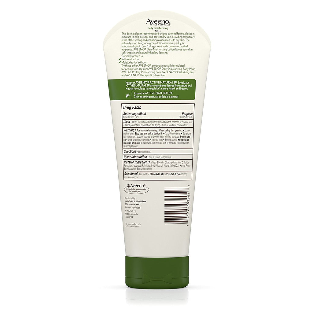 Aveeno Active Naturals Daily Moisturizing Lotion, Fragrance Free, 8 oz (3 Pack) (Bundle)