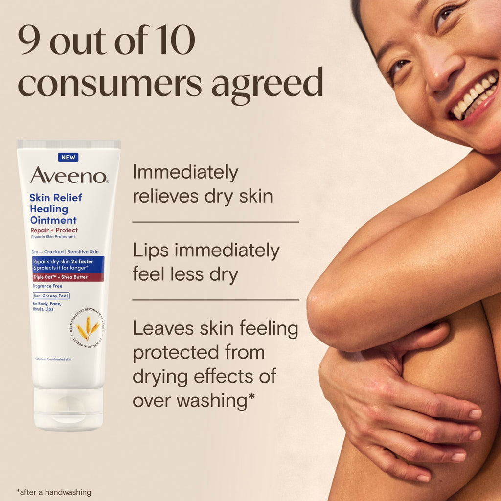 Aveeno Skin Relief Healing Ointment for Dry, Cracked Skin, Glycerin, Non-Greasy, 2 oz