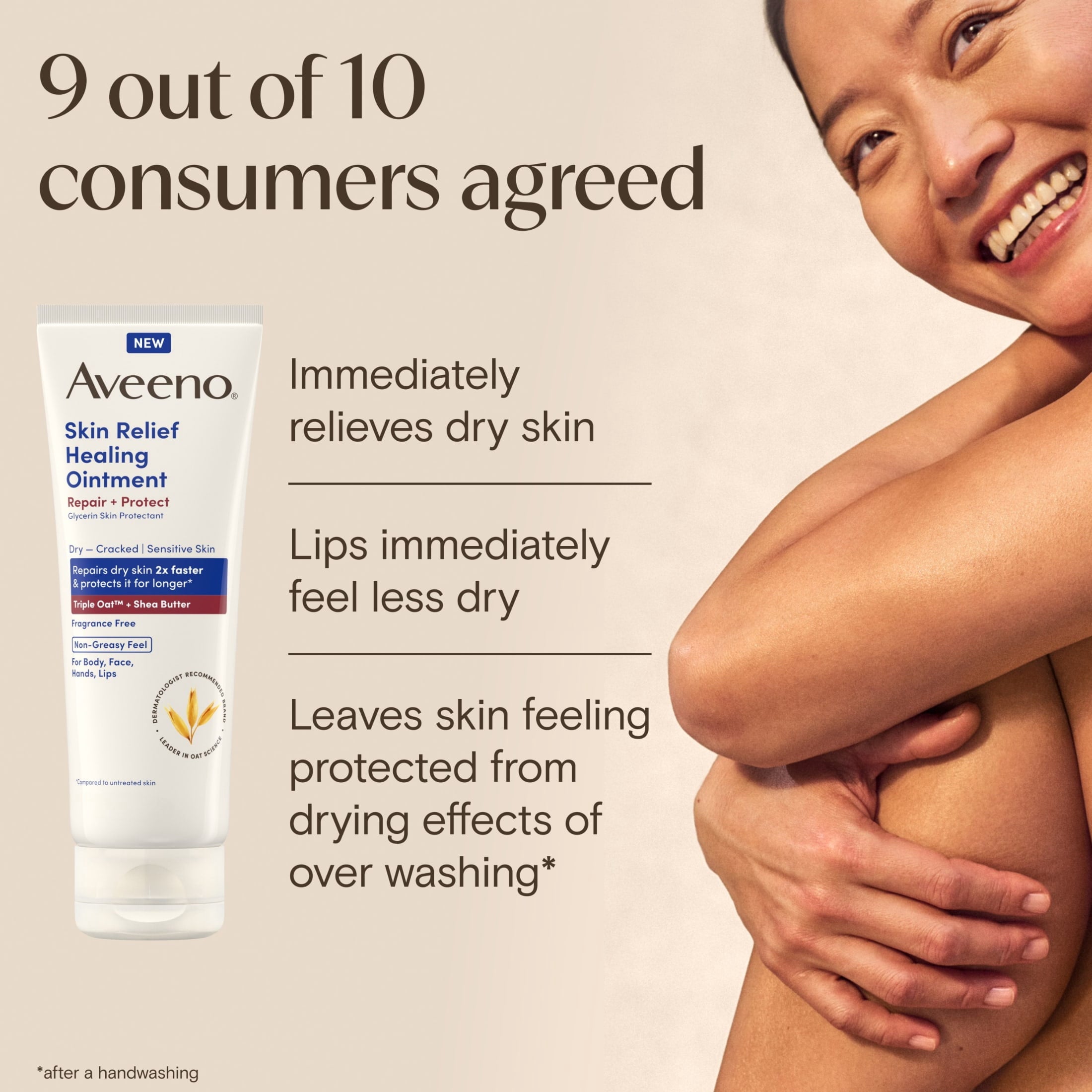 Aveeno Skin Relief Healing Ointment for Dry, Cracked Skin, Glycerin, Non-Greasy, 2 oz