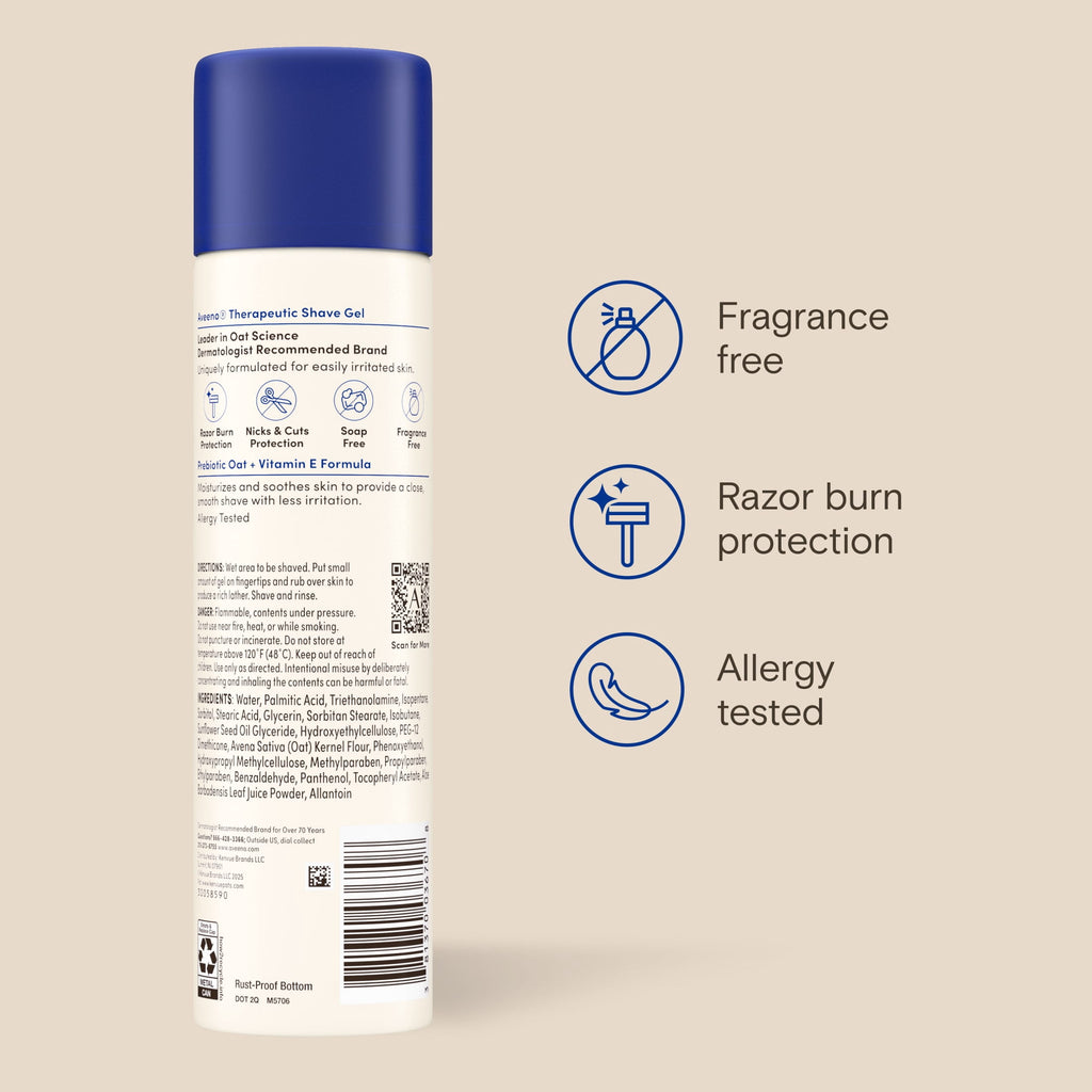 Aveeno Therapeutic Shave Gel, Fragrance-Free, 7 oz
