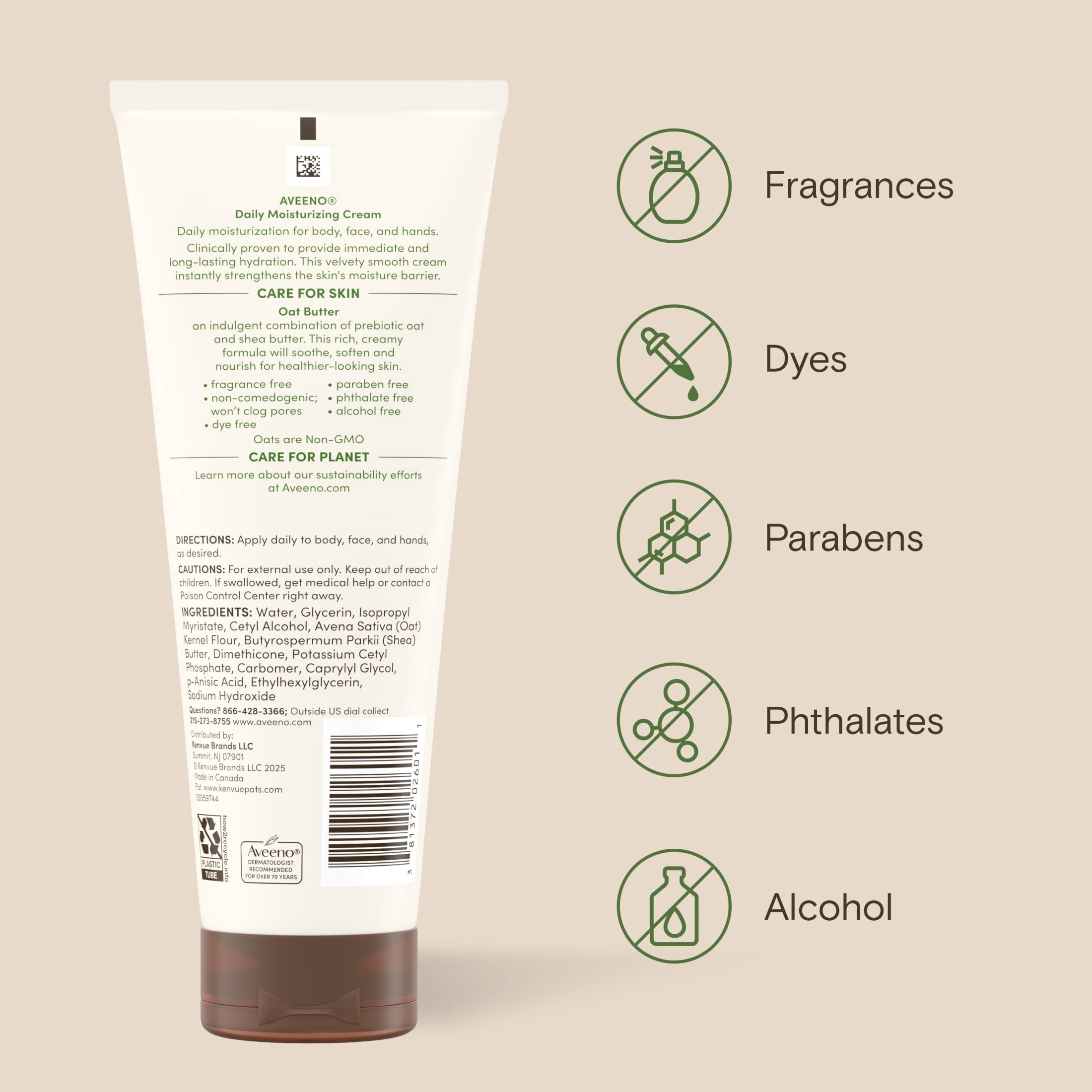 Aveeno Daily Moisturizing Cream for Face & Body, 7.5 oz