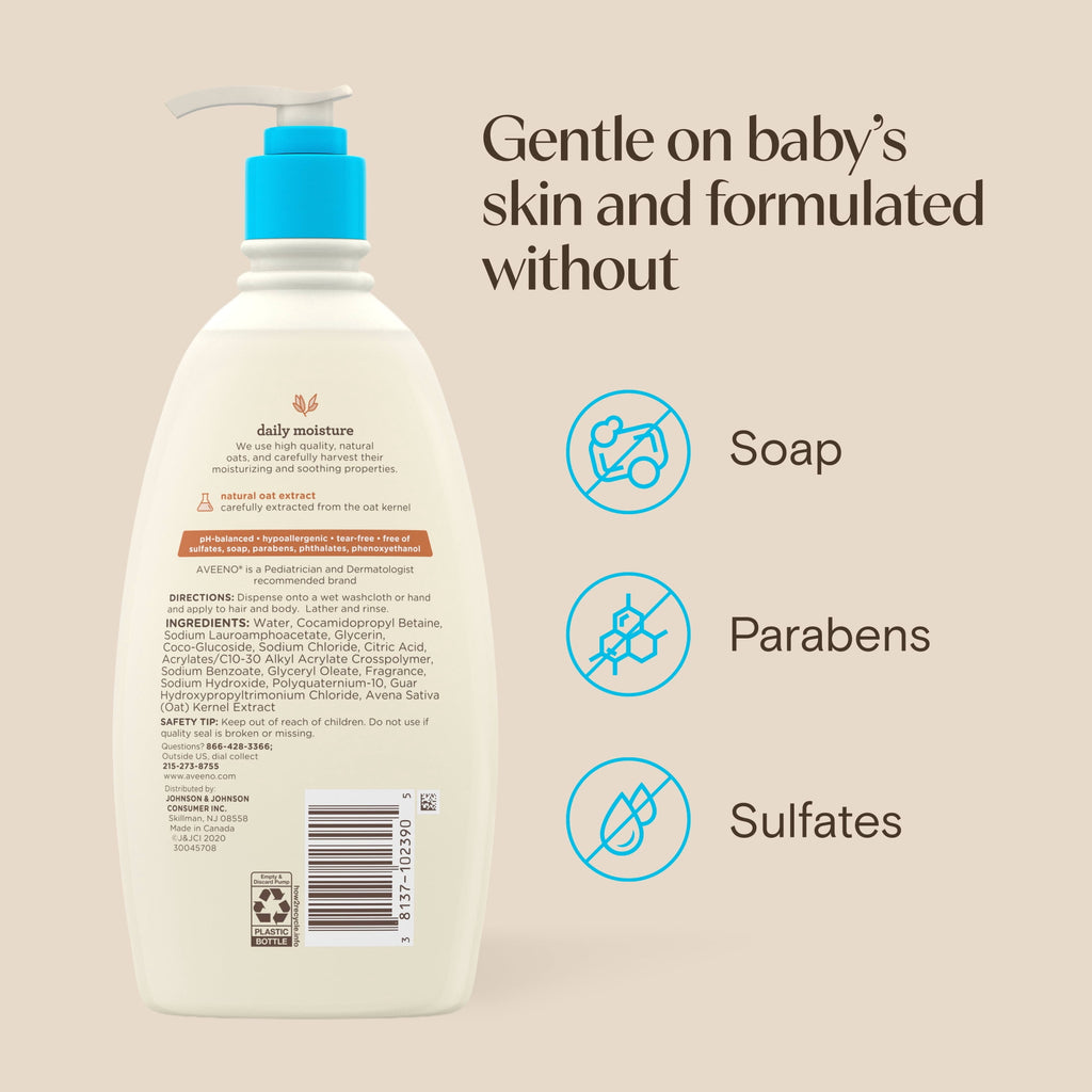 Aveeno Baby Daily Moisture Body Wash & Shampoo, 18 Fl oz