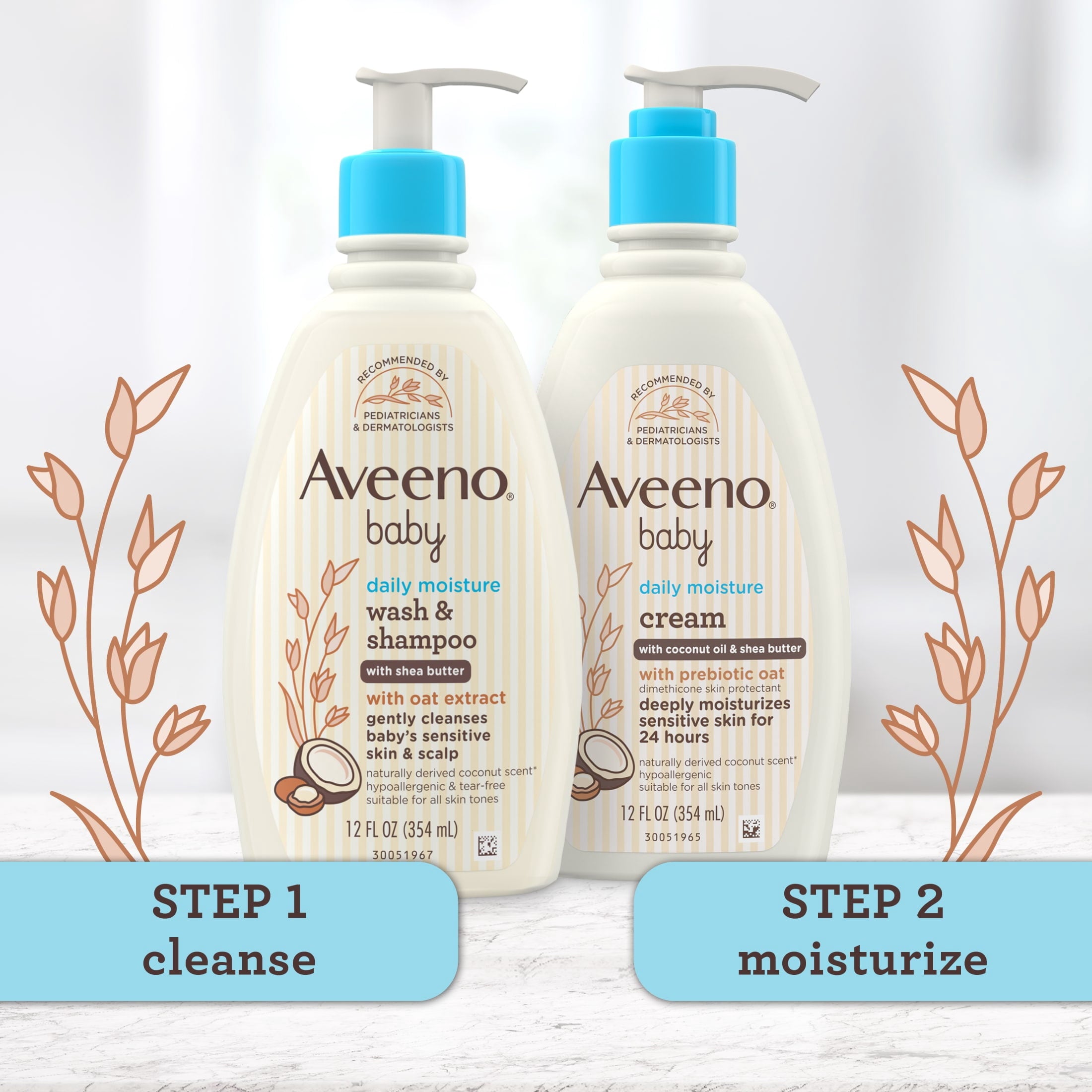 Aveeno Baby Daily Moisturizing 2-in-1 Bath Body Wash & Shampoo, 12 fl oz