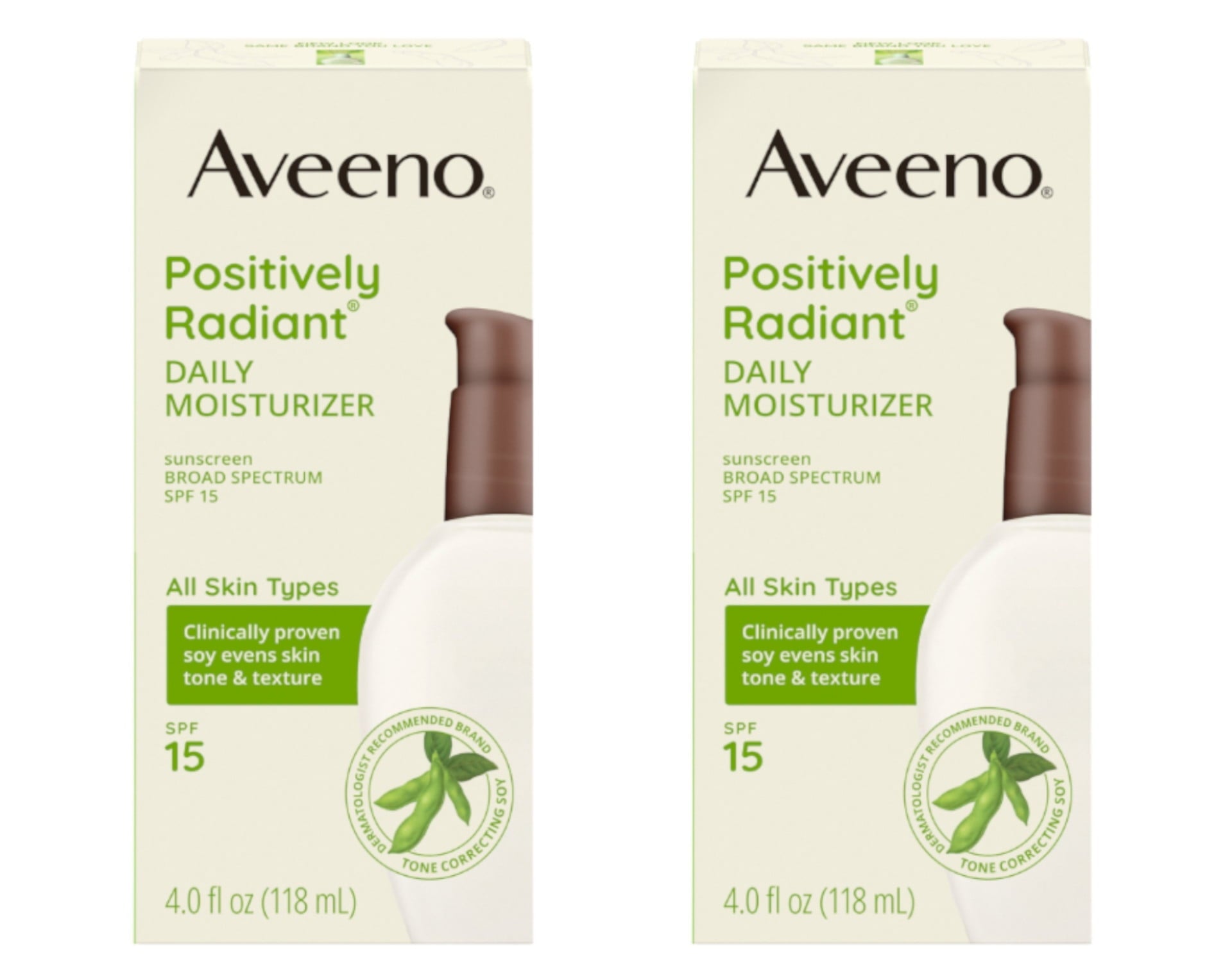 2 Pack - Aveeno Positively Radiant Daily Moisturizer, SPF 15 4oz Each