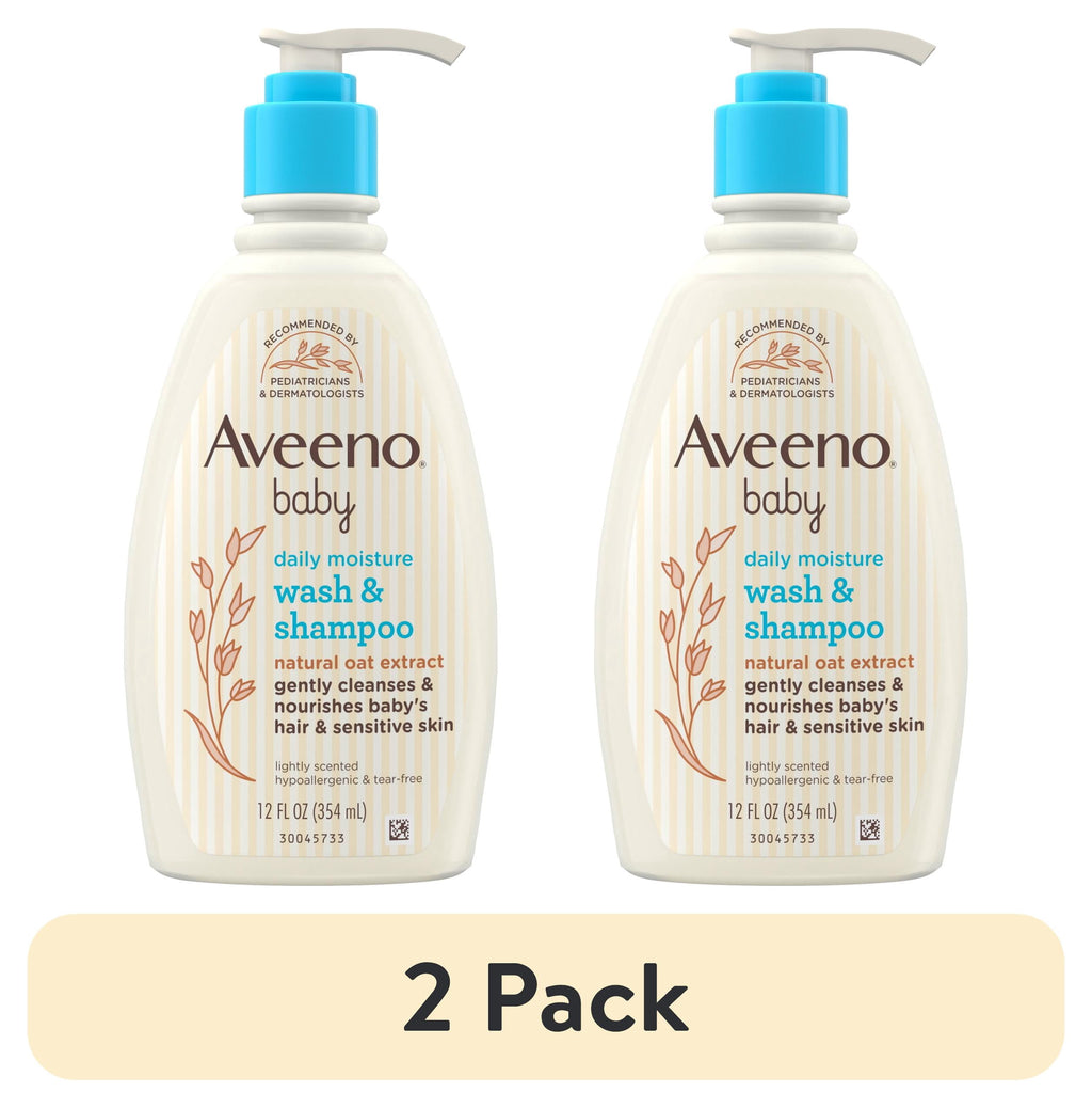 (2 pack) Aveeno Baby Daily Moisture Body Wash & Shampoo, 12 Fl oz
