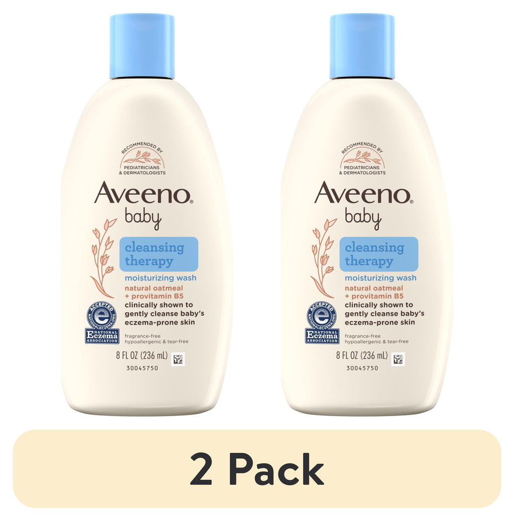 (2 pack) Aveeno Infant Baby Cleansing Therapy Moisturizing Bath Body Wash, Oatmeal, 8 fl oz