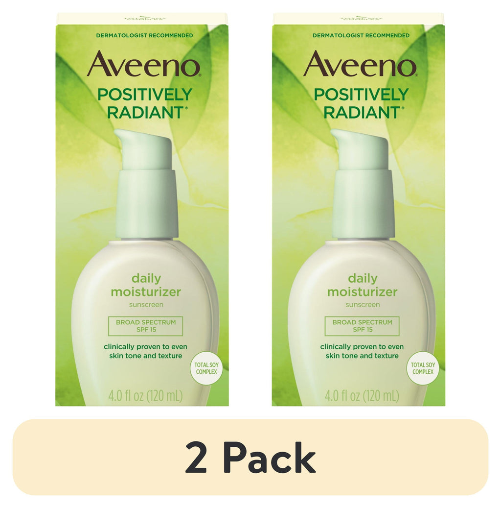 (2 pack) Aveeno Positively Radiant Daily Face Moisturizer SPF 15, Skin Care, 4 fl. oz