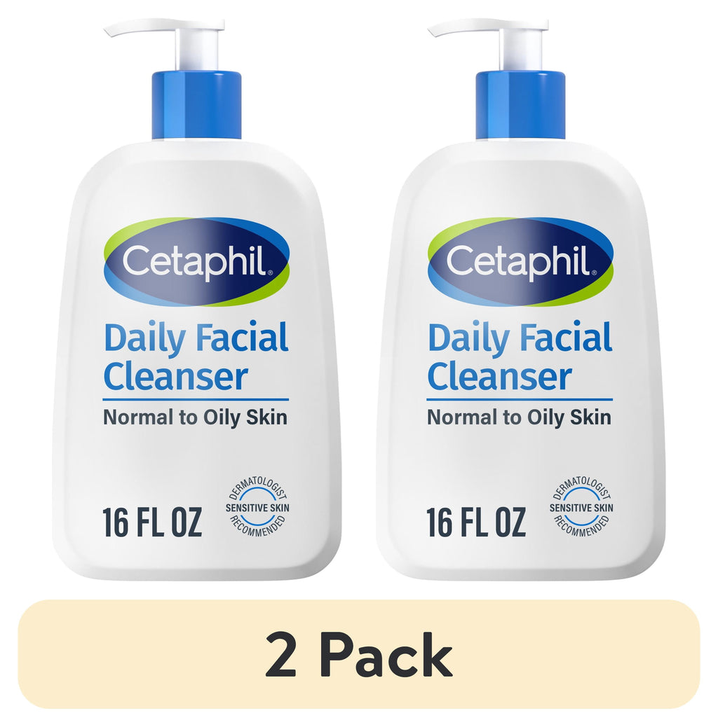 (2 pack) Cetaphil Daily Facial Cleanser Face Wash for Sensitive, Normal to Oily Skin, 16 oz