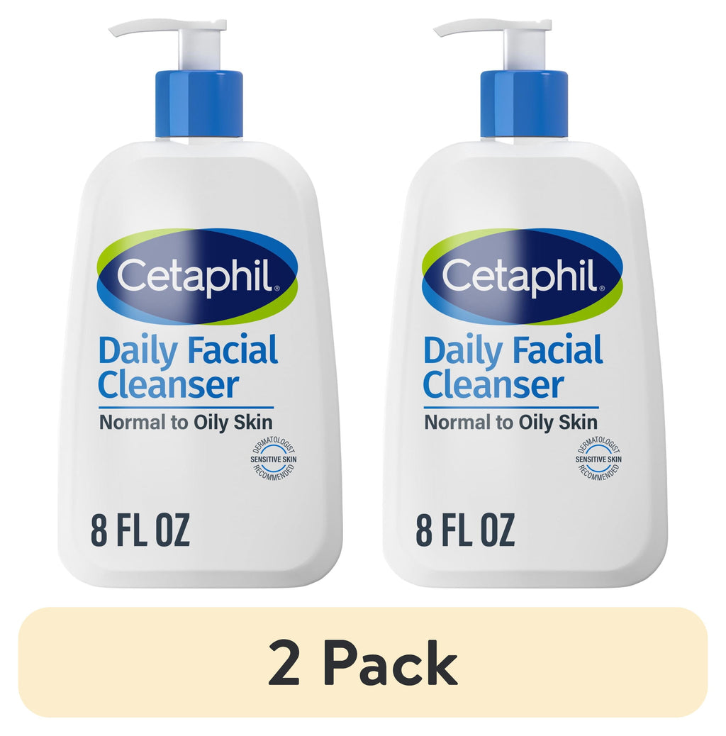 (2 pack) Cetaphil Daily Facial Cleanser Face Wash for Sensitive, Normal to Oily Skin, 8 oz
