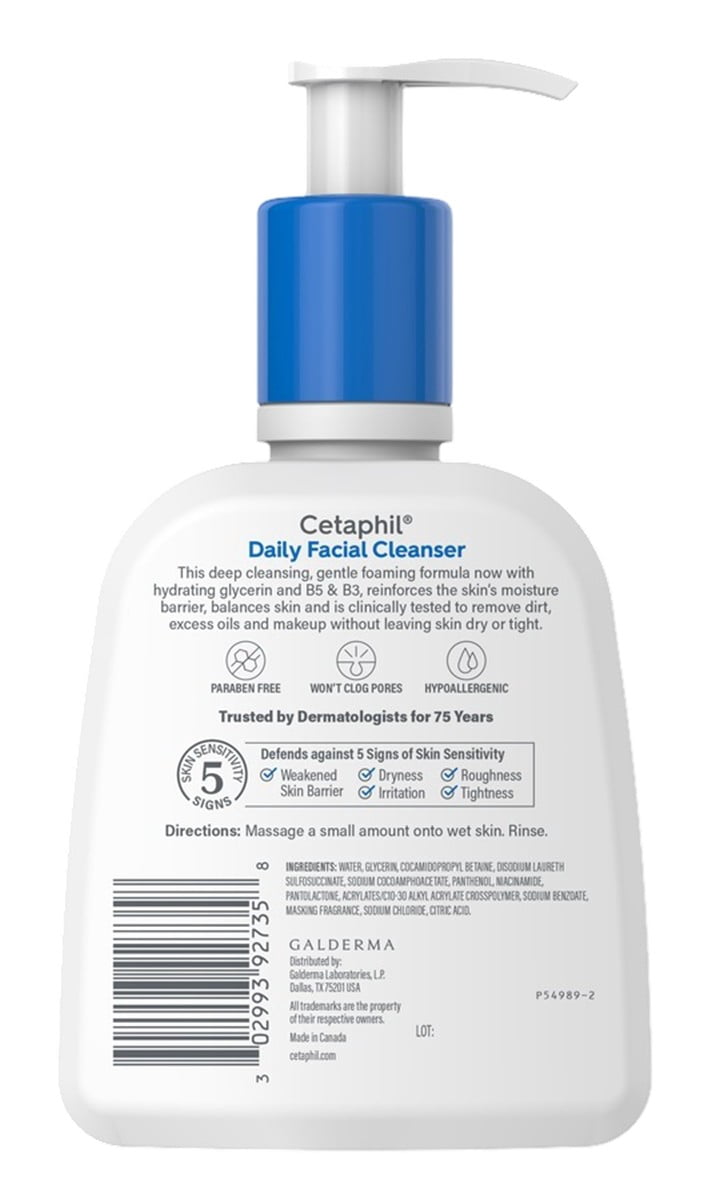 Cetaphil Daily Facial Cleanser 8oz Combination To Oily Skin (Pack of 3)