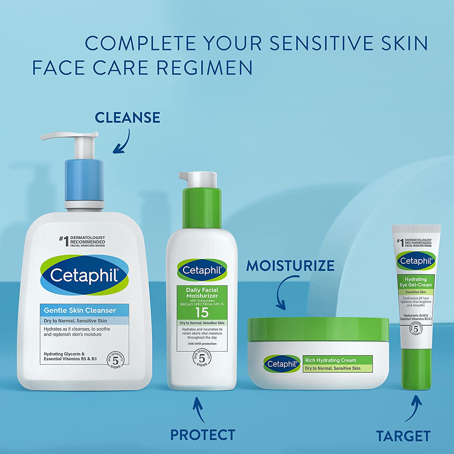Face Wash by CETAPHIL, Hydrating Gentle Skin Cleanser for Dry to Normal Sensitive Skin, NEW 8 oz 3 Pack, Fragrance Free, Soap Free and Non-Foaming