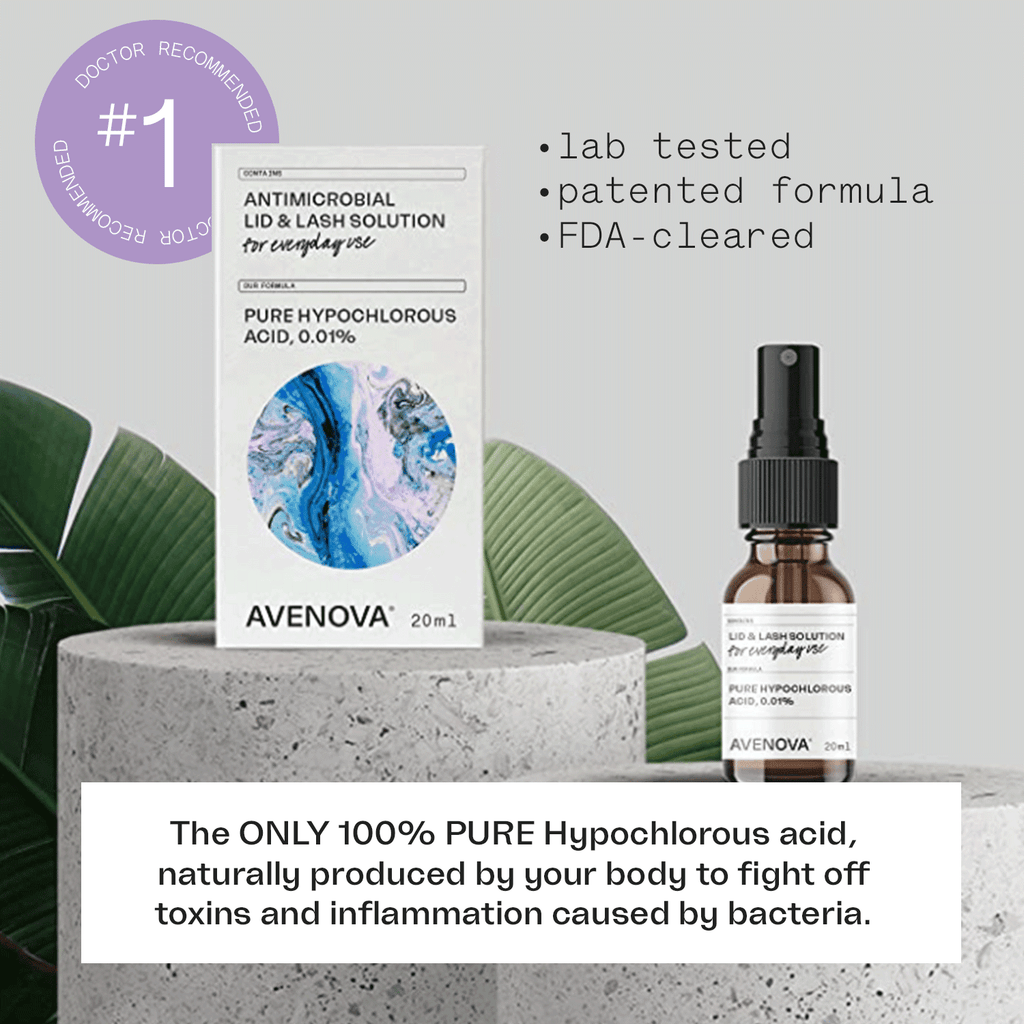 Avenova Antimicrobial Eyelid and Lash Cleanser - Soothing Formula, Effective Relief from Irritation, Dry Eyes, Styes and Blepharitis. Pure and Gentle Hypochlorous Acid Spray, 20mL (0.68 oz)