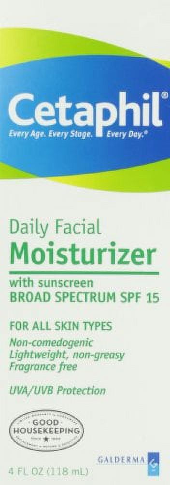 CETAPHIL Daily Facial Moisturizer SPF 15 , 4 fl oz , Gentle Facial Moisturizer For Dry to Normal Skin Types , No Added Fragrance , Dermatologist Recommended Brand, Pack of 2, (Packaging May