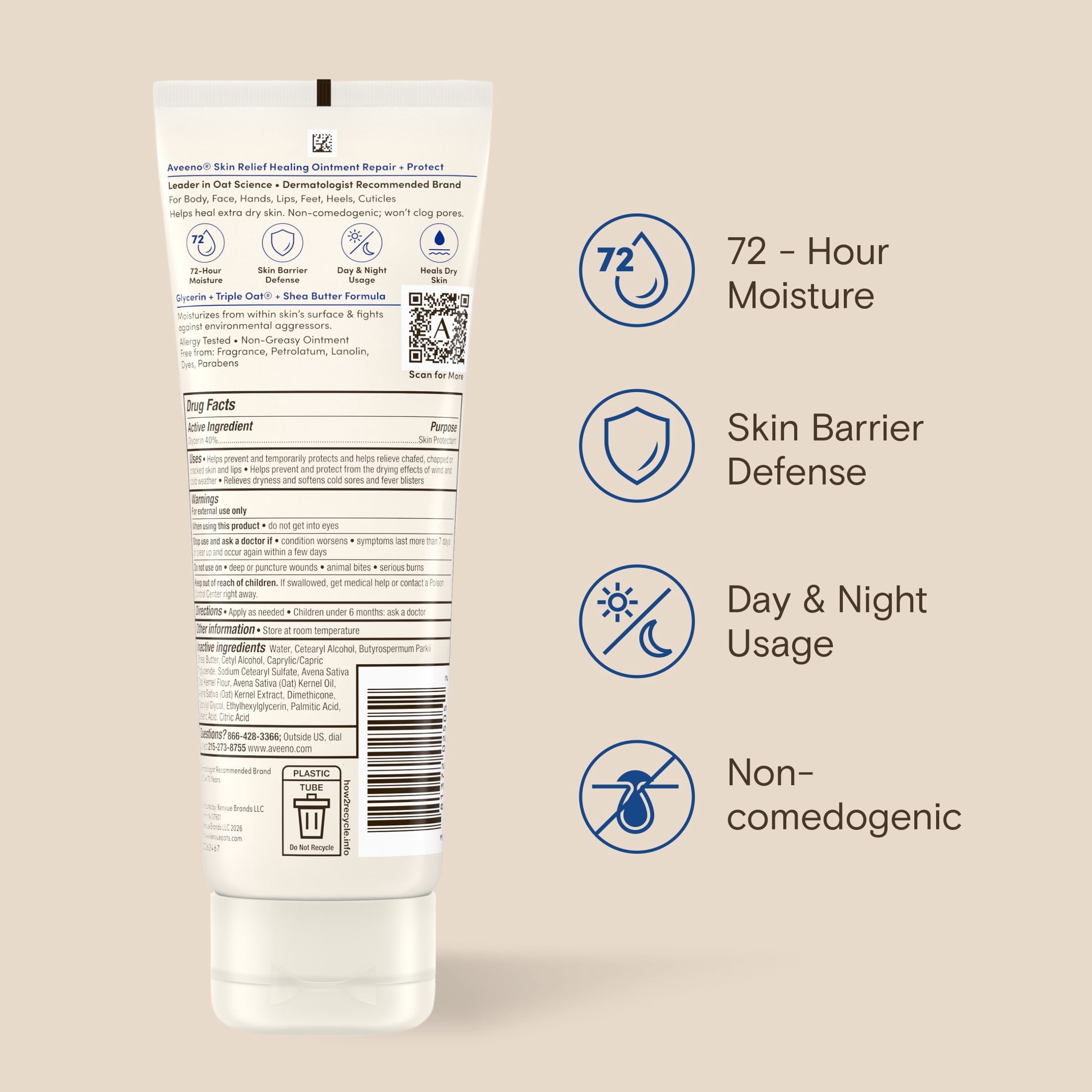 Aveeno Skin Relief Healing Ointment for Body & Face 7.2 oz