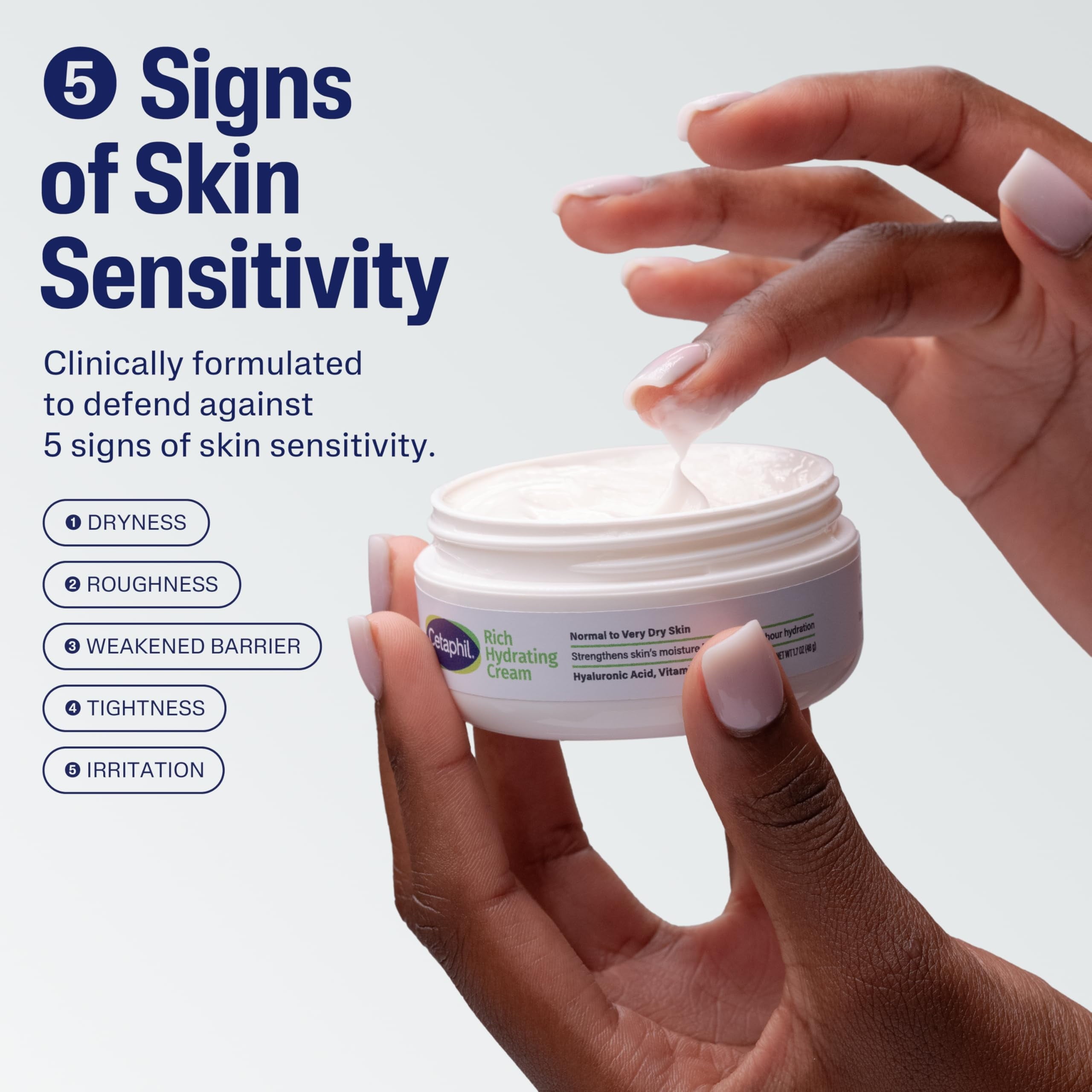 CETAPHIL Rich Hydrating Night Cream HYZ01 For Face, With Hyaluronic Acid, 1.7 oz, Moisturizing Cream For Dry To Very Dry Skin, No Added Fragrance, (Packaging May Vary)