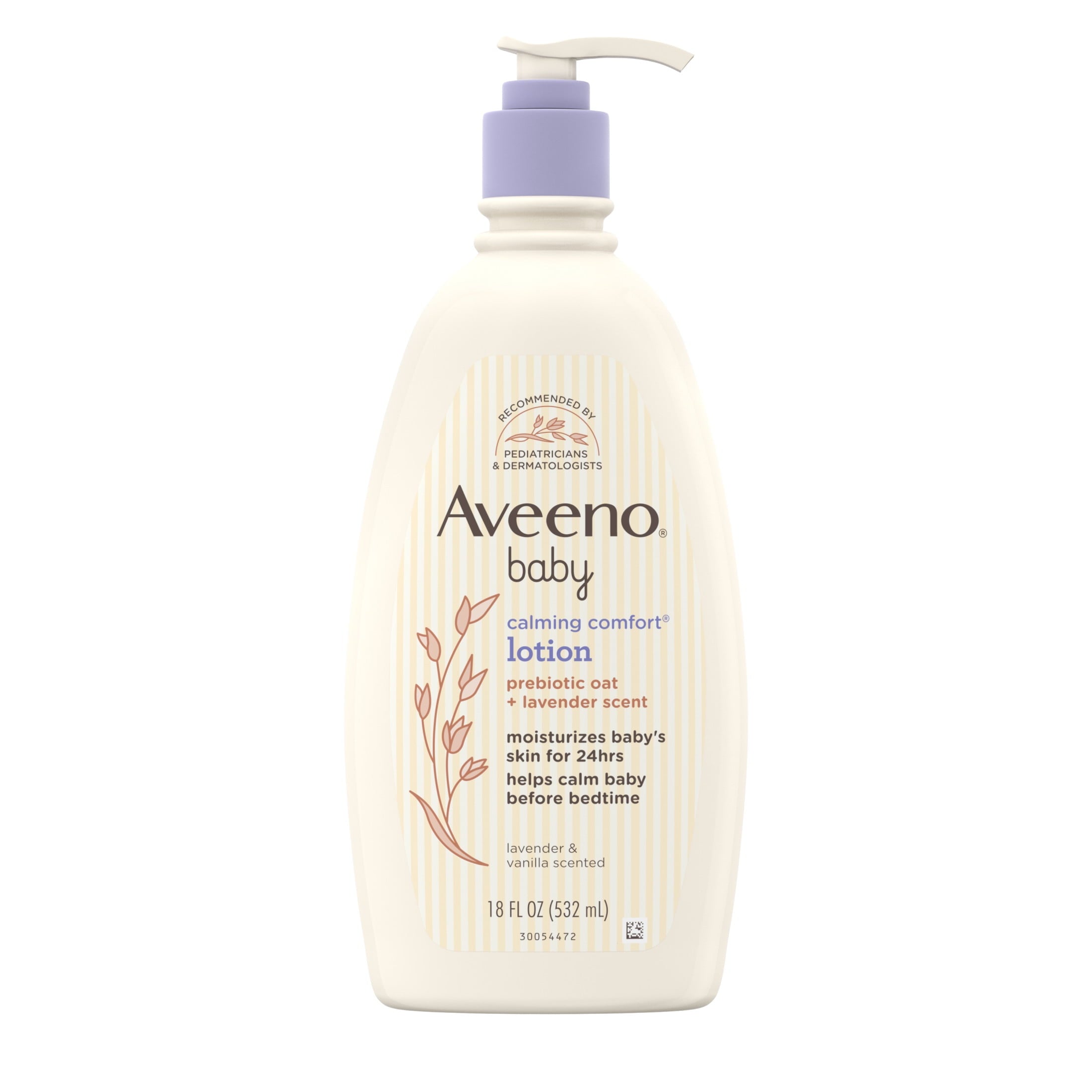 (3 pack) Aveeno Baby Calming Comfort Moisturizing Bedtime Body Lotion for Baby and Toddler, 18 fl oz
