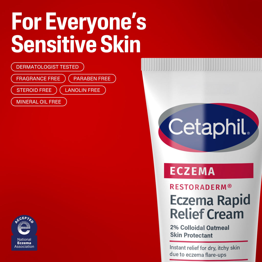 (3 pack) Cetaphil Restoraderm Rapid Relief Cream for Eczema Prone Skin, Unscented, 8 fl oz