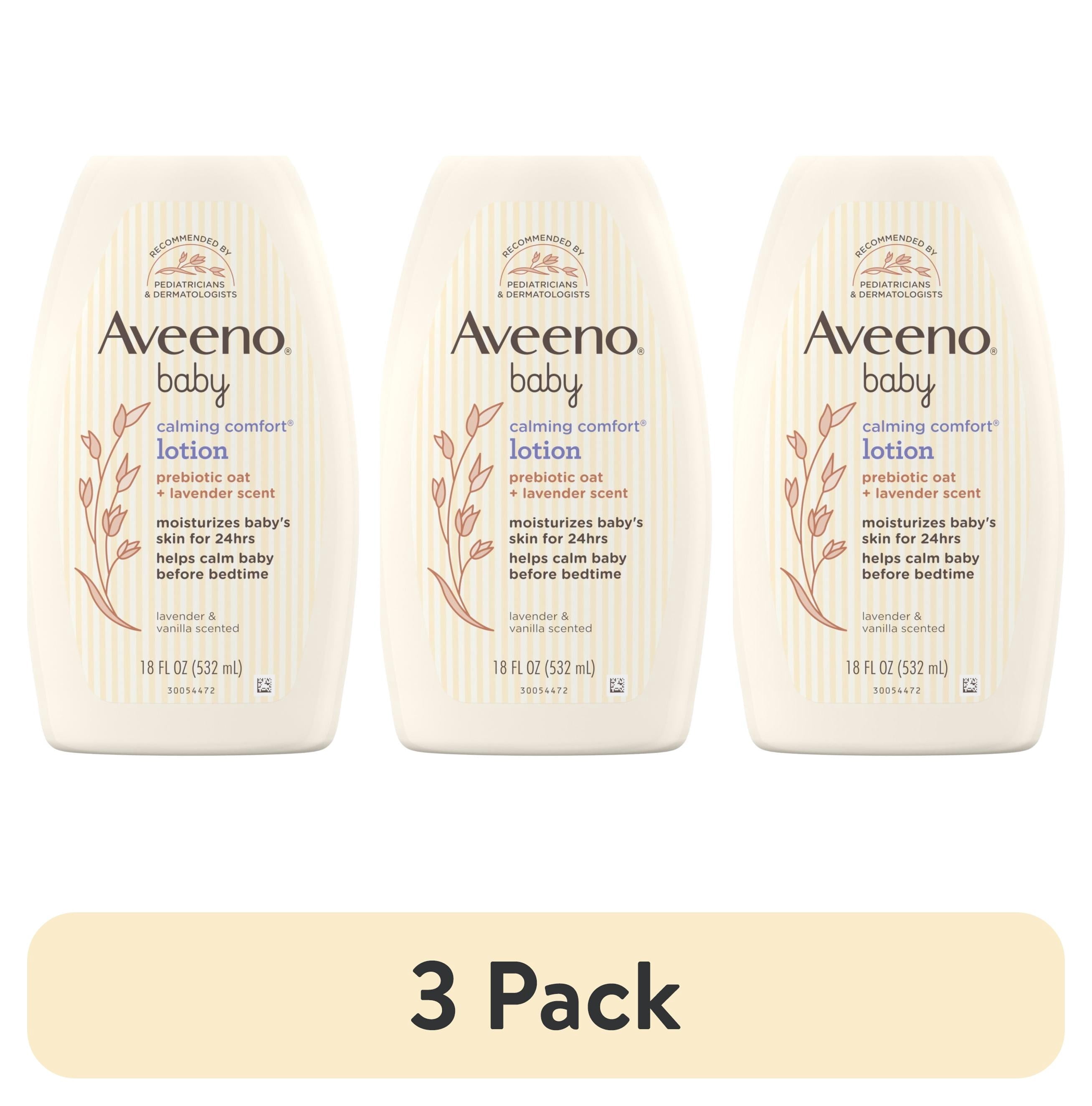 (3 pack) Aveeno Baby Calming Comfort Moisturizing Bedtime Body Lotion for Baby and Toddler, 18 fl oz