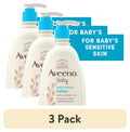 (3 pack) Aveeno Baby Daily Moisture Body Lotion, Sensitive Skin, Prebiotic Oatmeal, 18 fl. oz