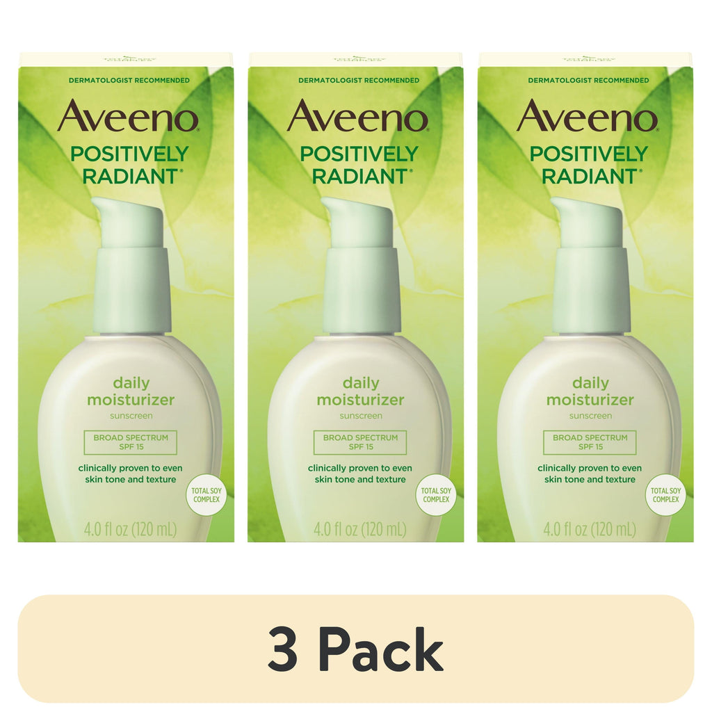 (3 pack) Aveeno Positively Radiant Daily Face Moisturizer SPF 15, Skin Care, 4 fl. oz
