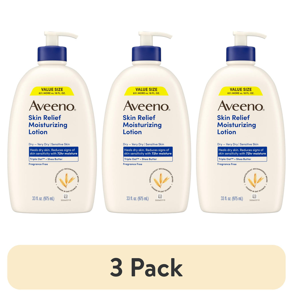 (3 pack) Aveeno Skin Relief Moisturizing Body Lotion, Value Size, 33 Fl oz