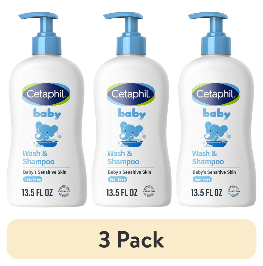 (3 pack) Cetaphil Baby Moisturizing Shampoo and Body Wash with Aloe Vera&nbsp;and Natural Calendula, 13.5 fl oz