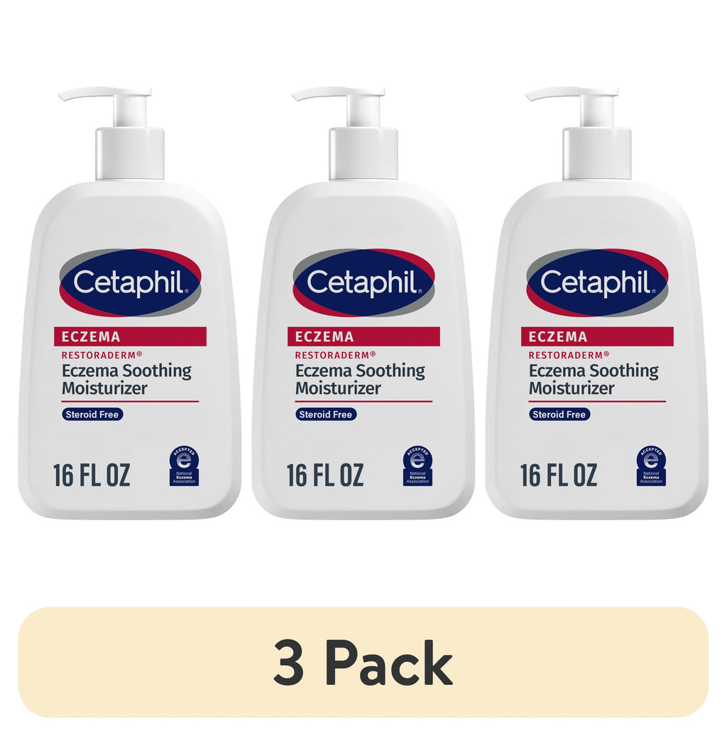 (3 pack) Cetaphil Eczema Restoraderm Soothing Moisturizer for Dry Itchy Skin, Unscented, 16 fl oz