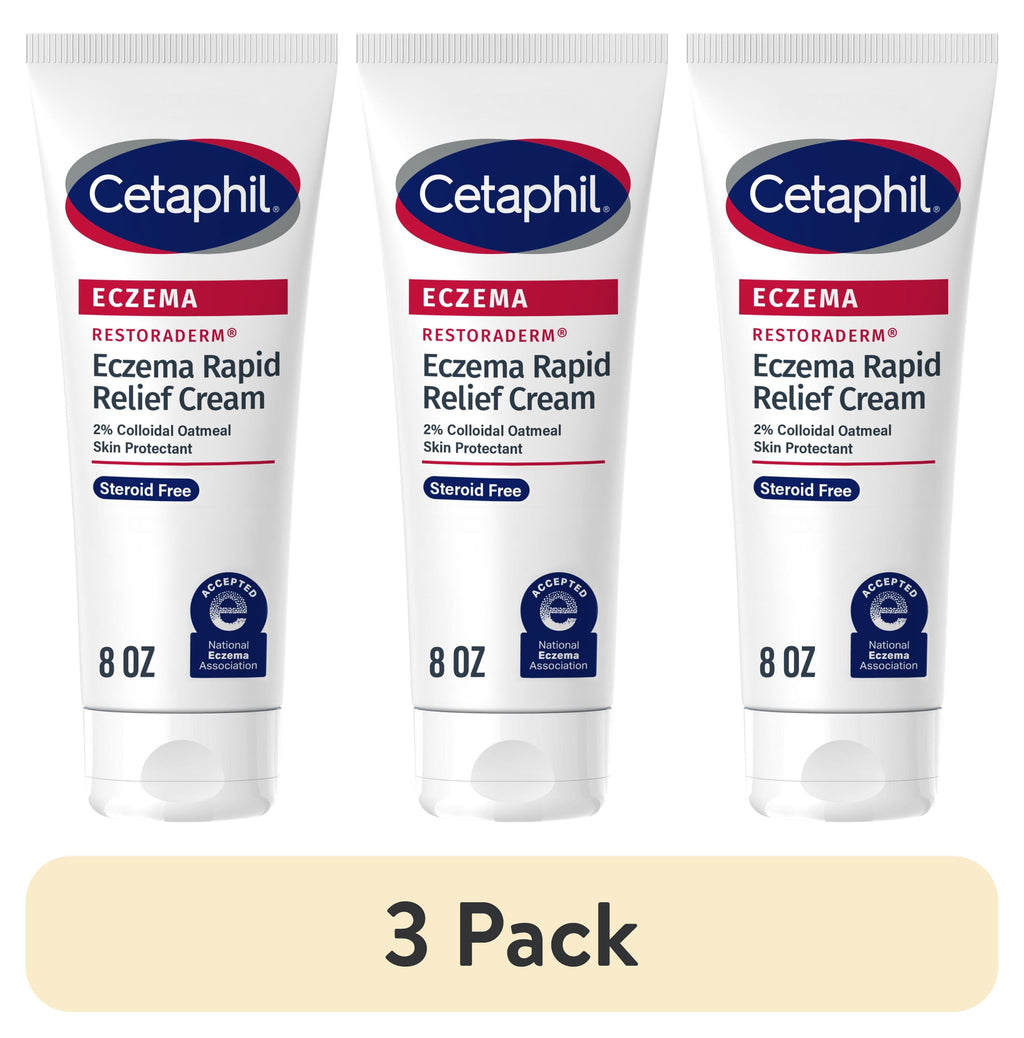 (3 pack) Cetaphil Restoraderm Rapid Relief Cream for Eczema Prone Skin, Unscented, 8 fl oz