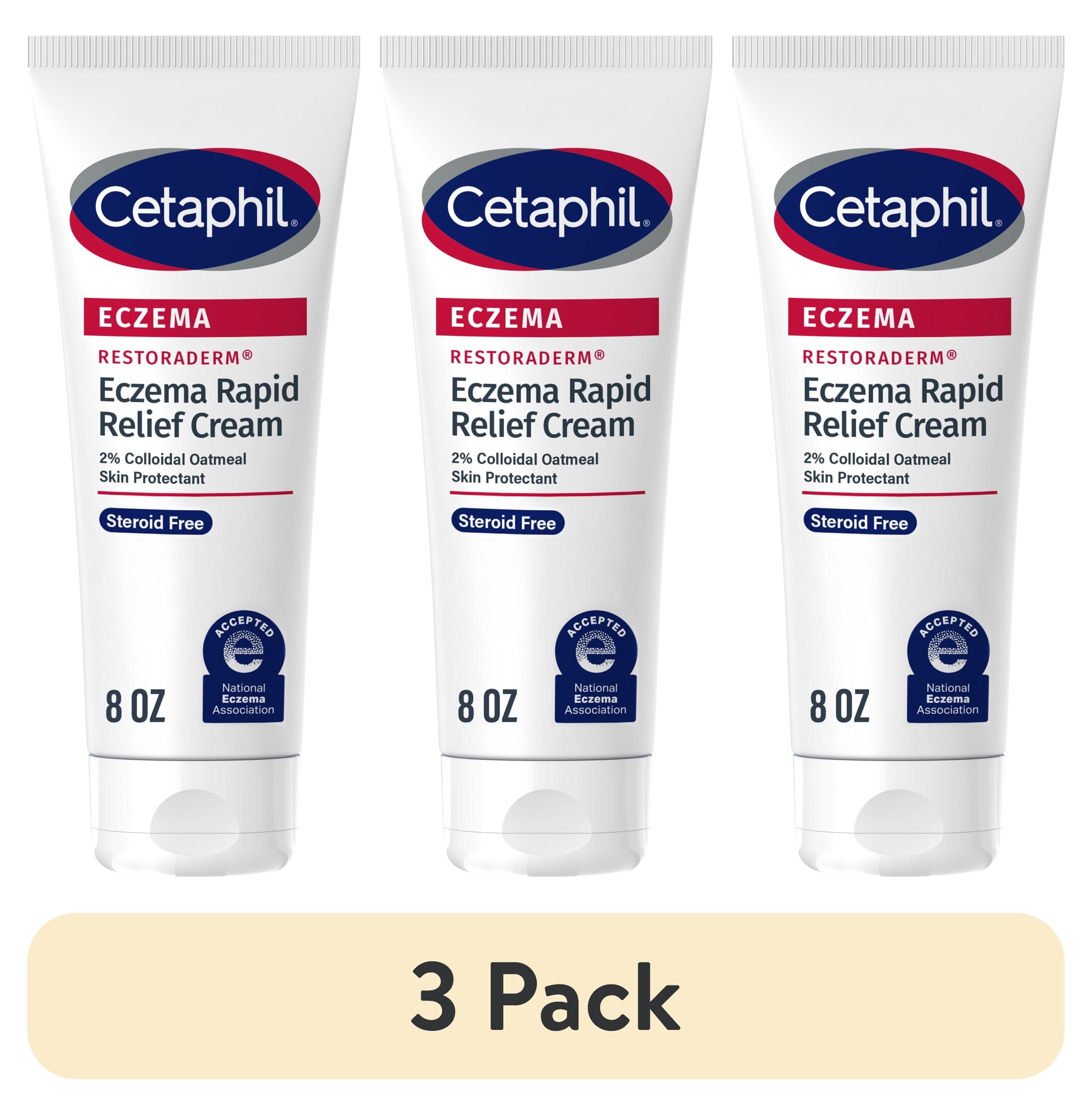 (3 pack) Cetaphil Restoraderm Rapid Relief Cream for Eczema Prone Skin, Unscented, 8 fl oz