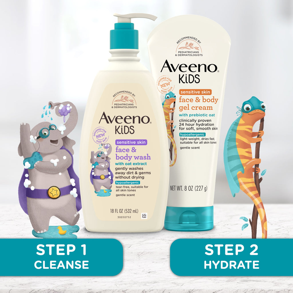 Aveeno Kids Face and Body Gel Cream Lotion for Sensitive Skin, 8 oz