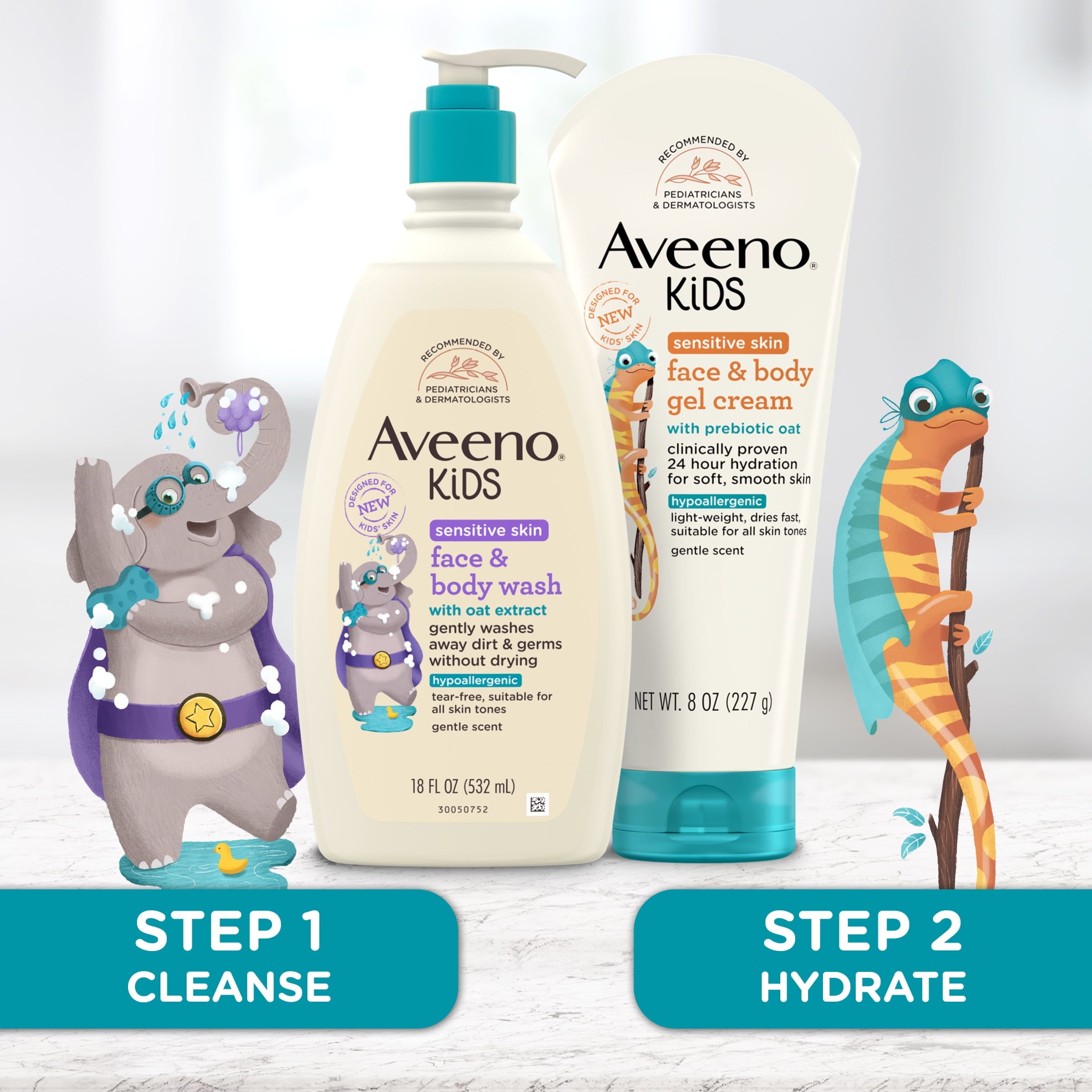 Aveeno Kids Face and Body Gel Cream Lotion for Sensitive Skin, 8 oz