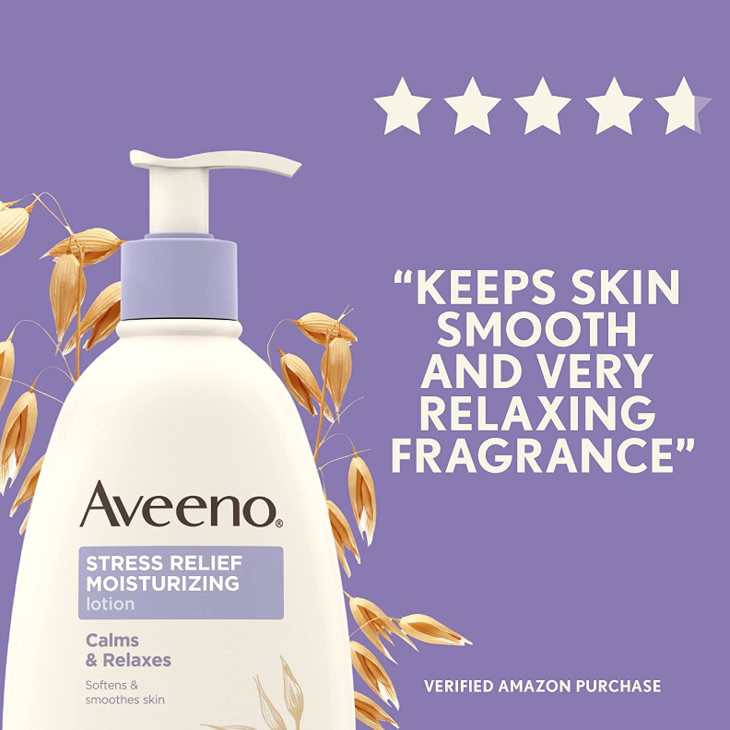 Aveeno Stress Relief Moisturizing Skin Lotion, Lavender Scent, 12oz, 4-Pack