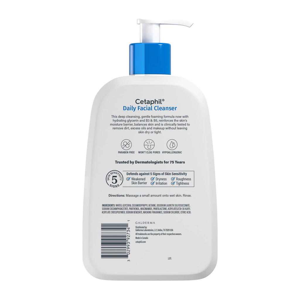 Cetaphil Daily Facial Cleanser Face Wash for Sensitive, Normal to Oily Skin, 16 oz