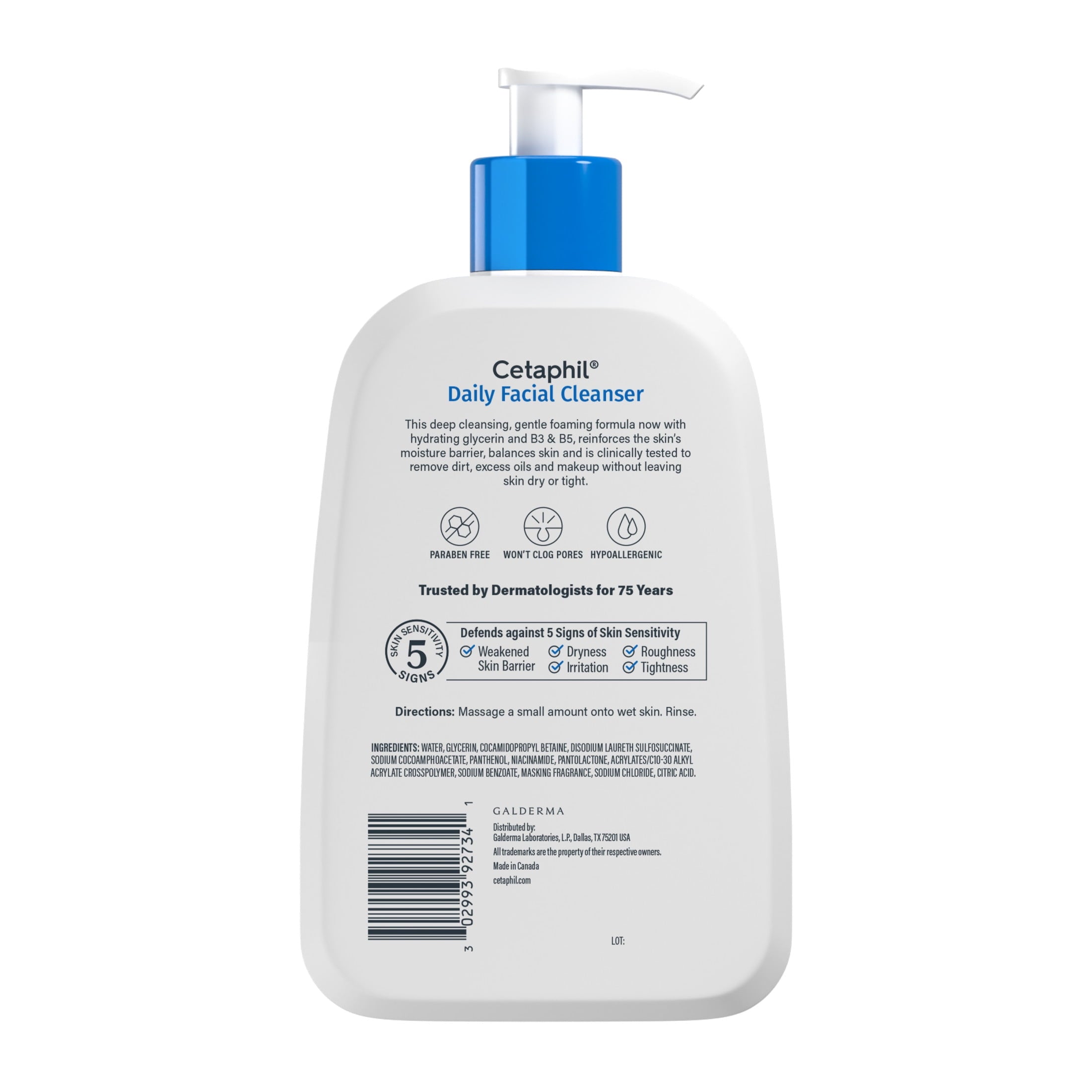 Cetaphil Daily Facial Cleanser Face Wash for Sensitive, Normal to Oily Skin, 16 oz
