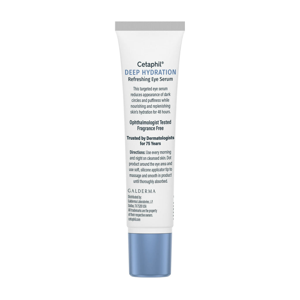 CETAPHIL Deep Hydration Refreshing Eye Serum | 0.5 fl oz | 48Hr Hydrating Under Eye Cream to Reduce the Appearance of Dark Circles | With Hyaluronic Acid, Vitamin E & B5 (Packaging May Vary)