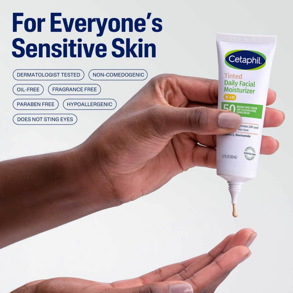 Cetaphil Tinted Daily Facial Moisturizer, Broad Spectrum SPF 50 Lotion for Face, 1.7 fl oz