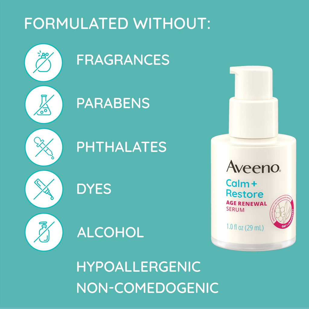 Aveeno Calm + Restore Age Renewal Anti Aging Face Serum, 1.0 fl. oz