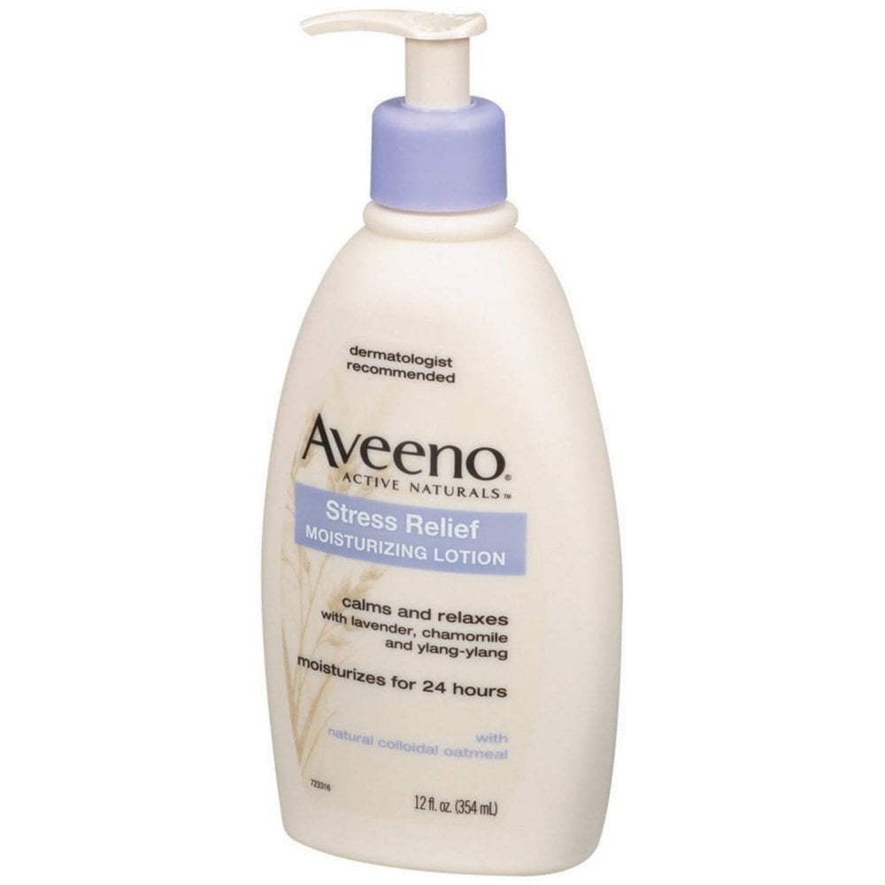 Aveeno Stress Relief Moisturizing Skin Lotion, Lavender Scent, 12oz, 4-Pack