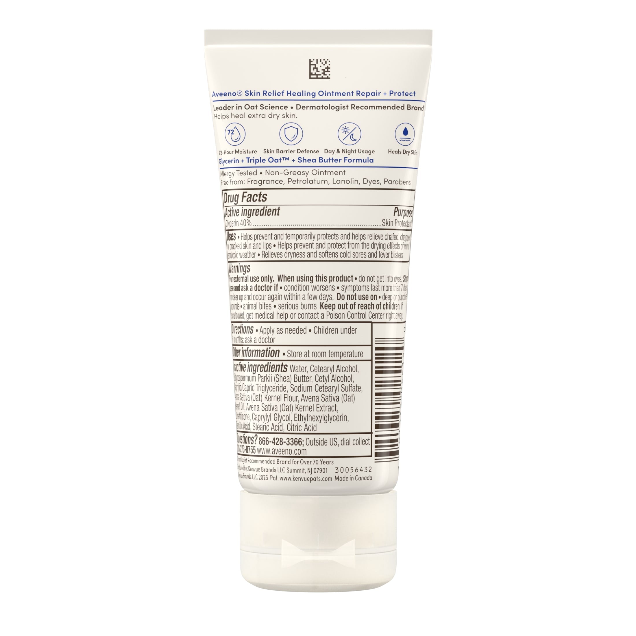 Aveeno Skin Relief Healing Ointment for Dry, Cracked Skin, Glycerin, Non-Greasy, 2 oz