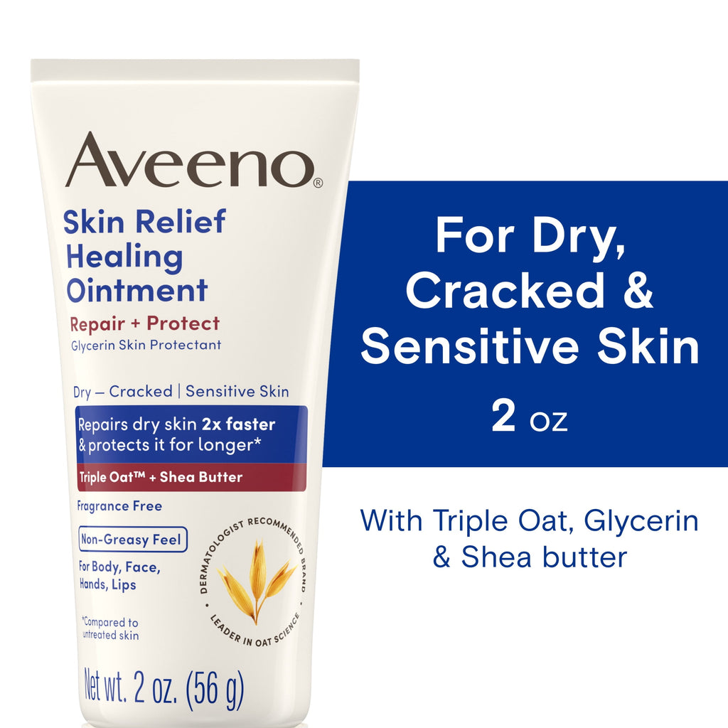 Aveeno Skin Relief Healing Ointment for Dry, Cracked Skin, Glycerin, Non-Greasy, 2 oz