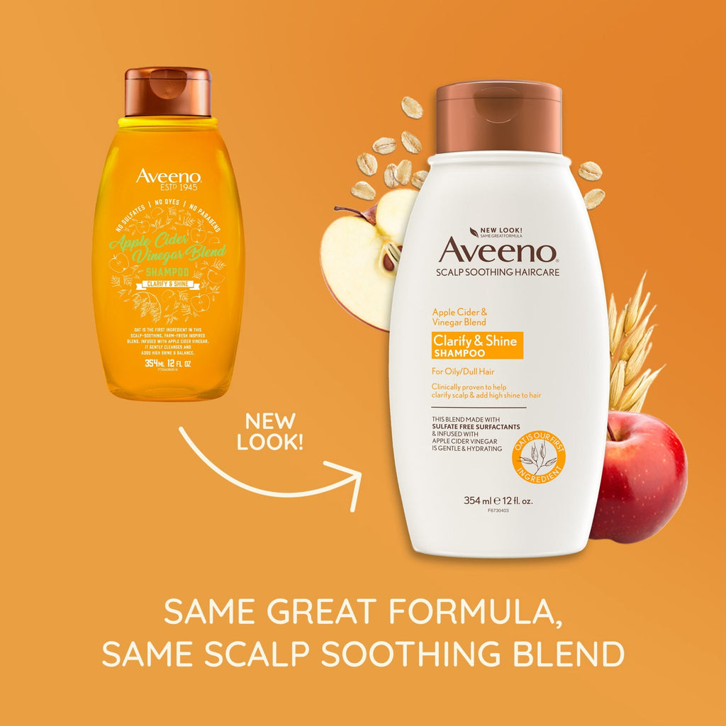 Aveeno Apple Cider Vinegar Blend Shampoo For Clarify and Shine, 12 OZ