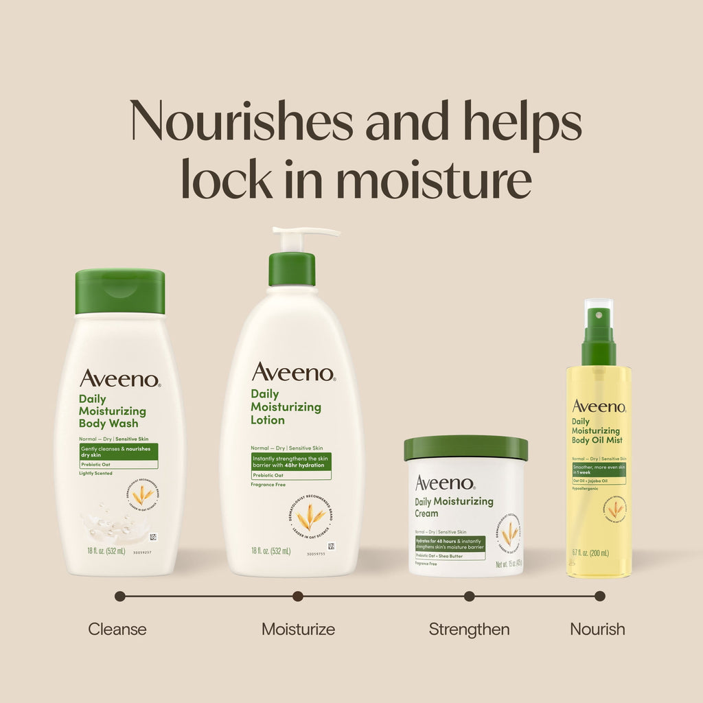 Aveeno Daily Moisturizing Body and Face Cream, Fragrance Free, 15 oz