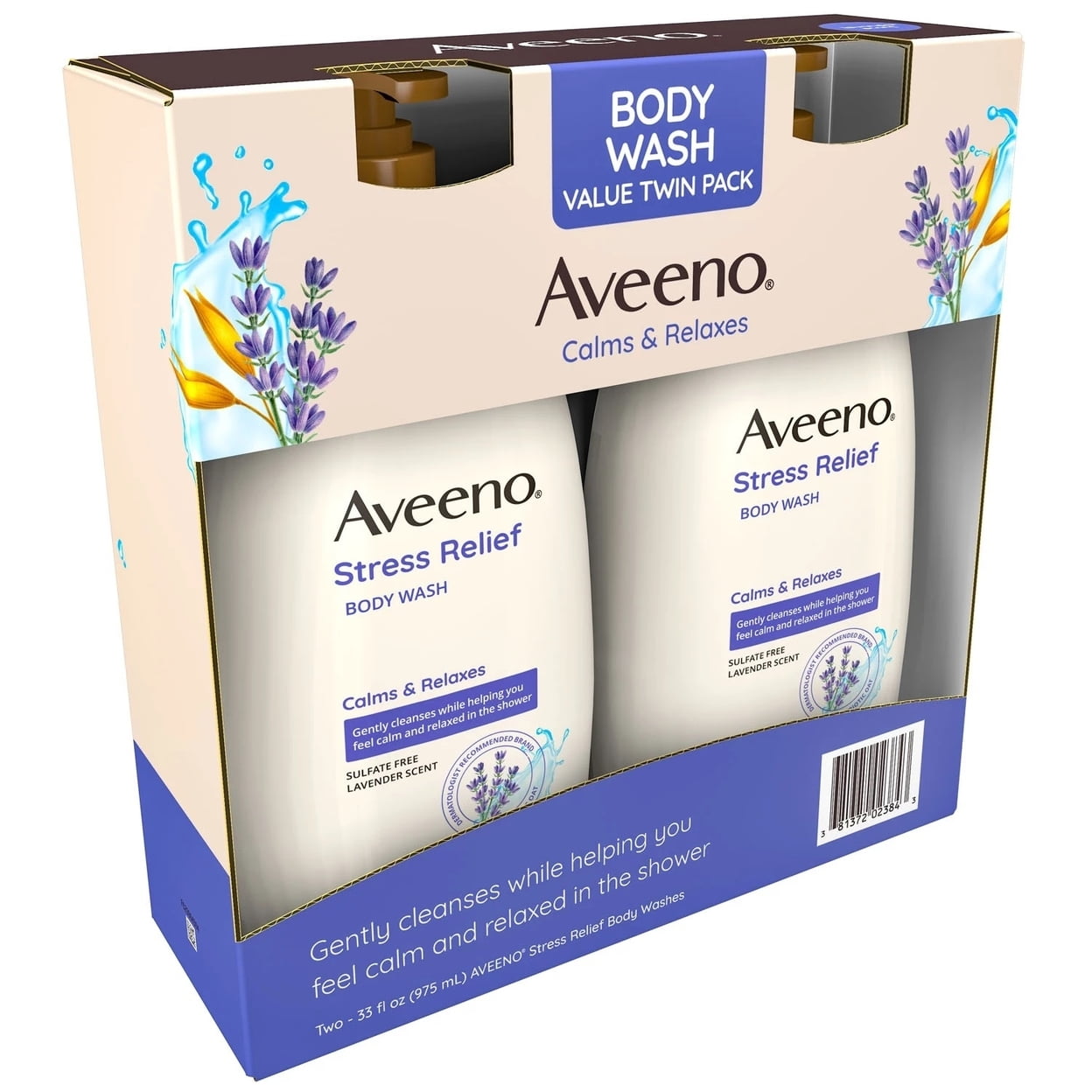 Aveeno Stress Relief Body Wash w/ Lavender & Chamomile, 33 Fluid Ounce (2 Pack)