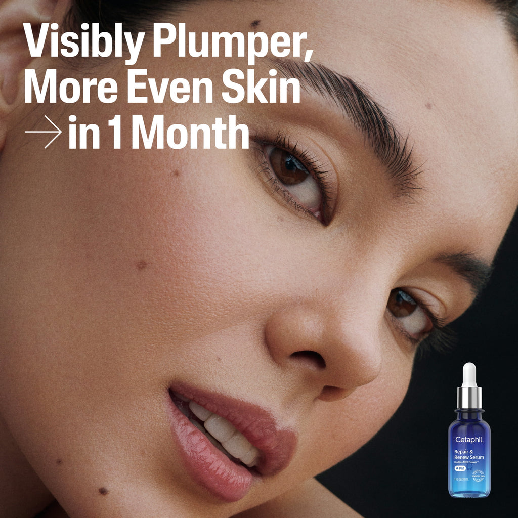 CETAPHIL Repair & Renew PM Face Serum for Stressed Sensitive Skin, Hyaluronic Acid and Powerful Anxtioxidants, 1 fl oz