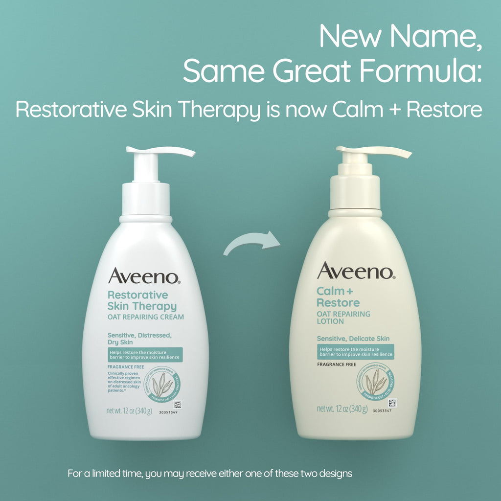 Aveeno Calm + Restore Fragrance Free Sensitive Skin Body Lotion, 12 oz