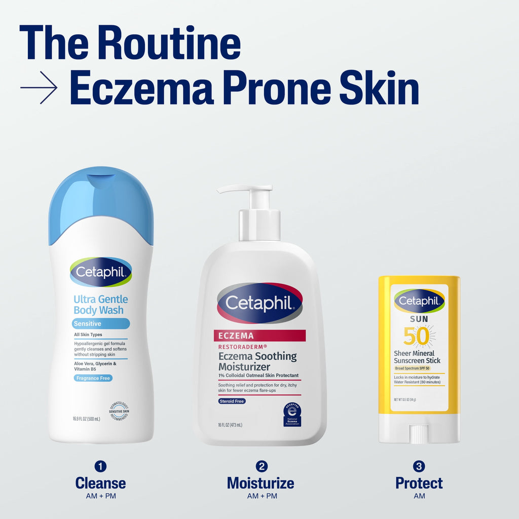 (3 pack) Cetaphil Eczema Restoraderm Soothing Moisturizer for Dry Itchy Skin, Unscented, 16 fl oz