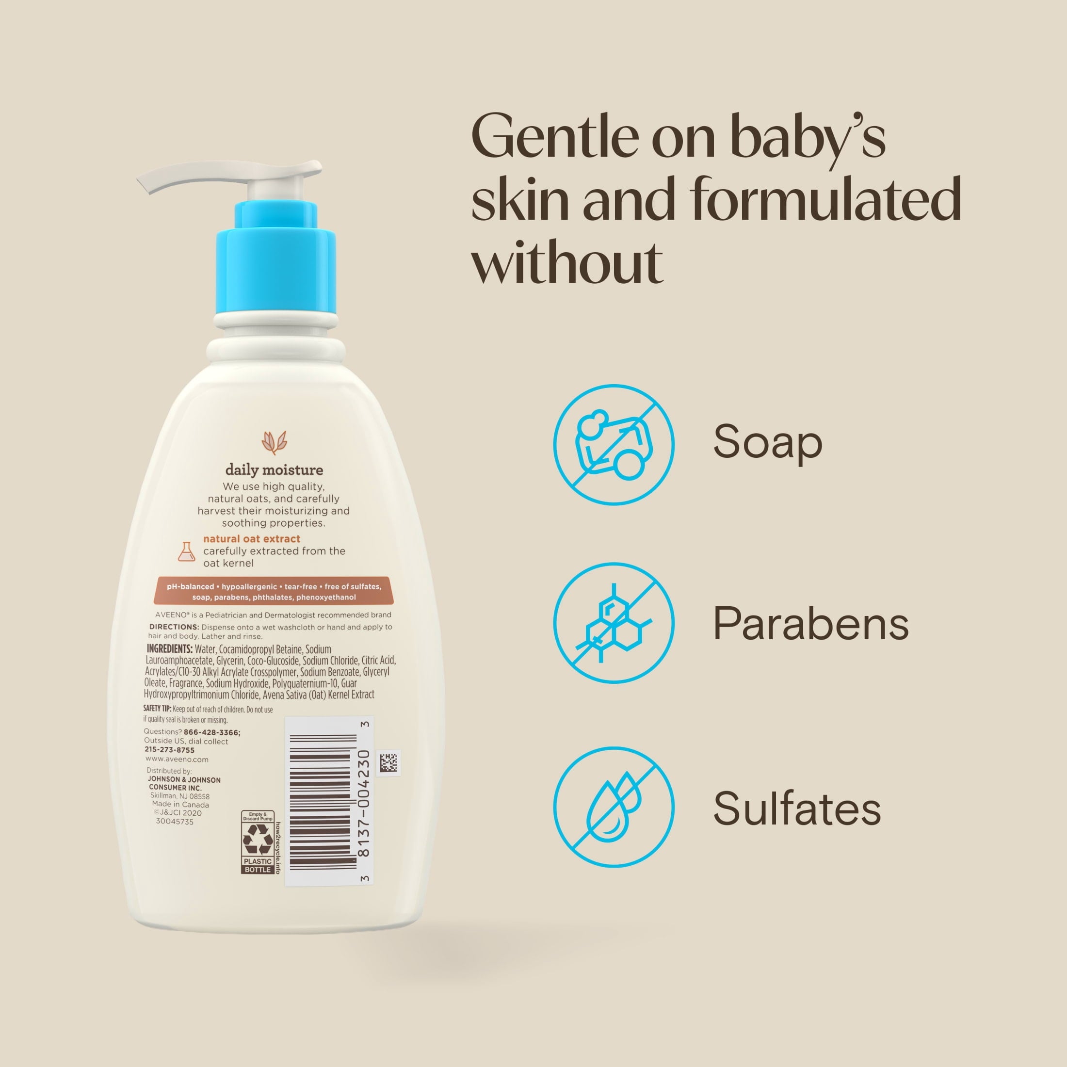 (2 pack) Aveeno Baby Daily Moisture Body Wash & Shampoo, 12 Fl oz